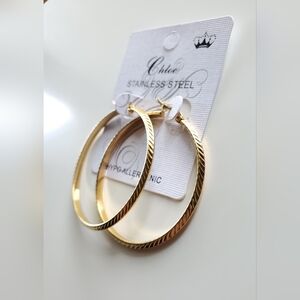 Chloe Hypoallergenic Stainless Steel  Gold-Tone Hoop Earrings